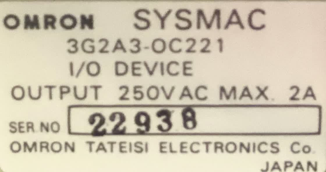 -I/O DEVICE  3G2A3-OC221  OMRON,OUTPUT MODULE,PROGRAMMABLE CONTROLLER,2A 250V AC Max.