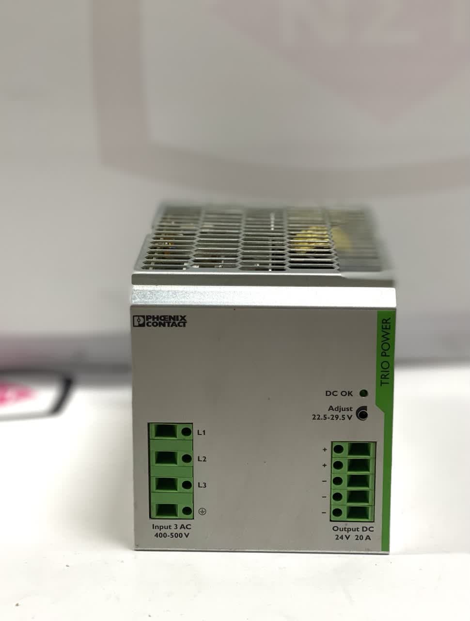 منبع تغذیه  TRIO-PS/3AC/24DC/20  PHOENIX CONTACT, Primary-switched TRIO POWER power supply for DIN rail mounting, input: 3-phase, output: 24 V DC/20 A