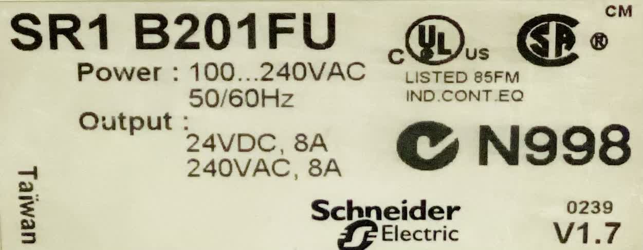 ماژول خروجی  SR1 B201FU  Telemecanique Schneider SR1 B201FU / POWER:100…240VAC 50/60HZ OUTPUT:24VDC,8A 240VDC,8A